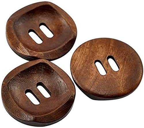 10 strukturierte Holzknöpfe 30mm rund 2-Loch braun Holzknopf basteln (Braun-30mm)
