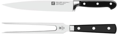 ZWILLING Professional S Messer-Set, 2-teilig (Fleischmesser, Fleischgabel), Rostfreier Spezialstahl, Kunststoff-Griff mit Nieten, Made in Germany, Schwarz