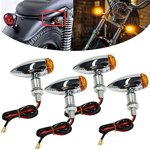 DREAMIZER 4PCS Motorrad Blinker Licht Vorne Hinten Universal Kugelform Blinkerleuchten Vordere Rückleuchten Universal für Motorrad Scooter
