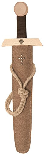 Spielzeugmanufaktur VAH Stabiles Excalibur Schwert-Set Natur, 50cm Länge mit Schwert aus Buche-Echtholz und Schwert-Scheide aus Nadel-Filz [echtes Handwerk| Made in Germany]