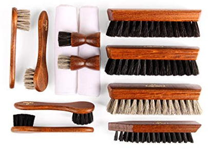 biped 12 teiliges Schuhputzset für Glattleder – Holz Schuhbürsten mit Rosshaar – Made in Germany – Classic Edition z2604