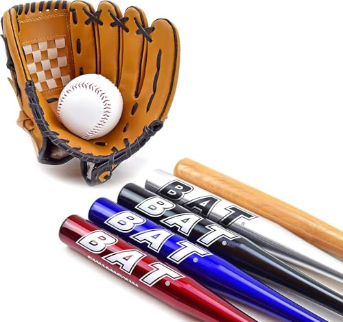 TruWare Baseball Set Baseballschläger + Handschuh + Ball Einsteiger-Set (Schwarz, 25 Zoll)