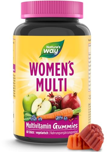 Vitamine für Frauen I Multivitamin Gummibärchen mit Vitamin B Komplex und Vitamin C hochdosiert & mehr I 60 Stk I vegan laktosefrei glutenfrei I ohne künstliche Farbstoffe