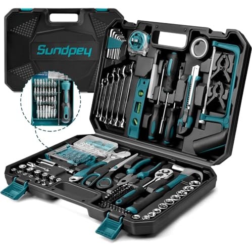 Sundpey 257 tlg Werkzeugkoffer Gefüllt - Universelles Handwerkzeug-Set mit Ratschen & Steckschlüssel, Tragbarer Kompletter Werkzeugkasten in Blau