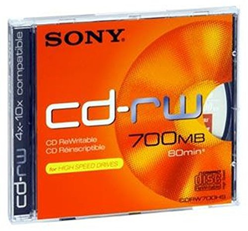 Sony CDRW700HSA 700MB CD-RW Rohling, 4x-10x, 80 Minuten Jewel Case