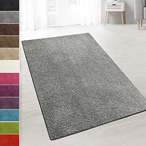 casa pura Teppich Wohnzimmer Grau Flauschiger Teppich 100x100cm Läufer, weicher Wohnteppich Deko für Schlafzimmer, Kinderzimmer, Flur mit antirutsch Unterseite, Shaggy Hochfloor Barcelona
