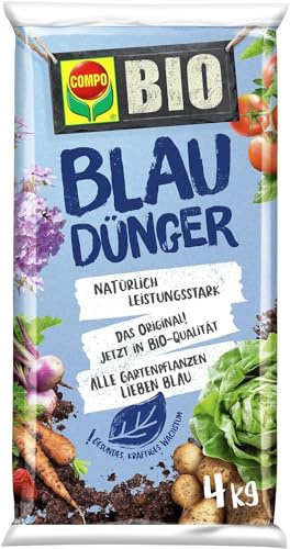 COMPO BIO Blaudünger – Bio-Dünger für alle Garten- und Balkonpflanzen – universal einsetzbar - für Blumen, Gemüse und Obst – 4 kg, blau