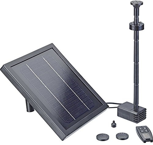 Pontec 43324 PondoSolar 250 Control - Solarwasserspielpumpe mit Akku und LED-Beleuchtung / Solarstromsystem für attraktive Fontänen, Black