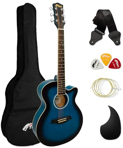 TIGER ACG1-BL Small Body Akustikgitarre, mit Stahlsaiten bespannte Akustikgitarre für Anfänger, Blau