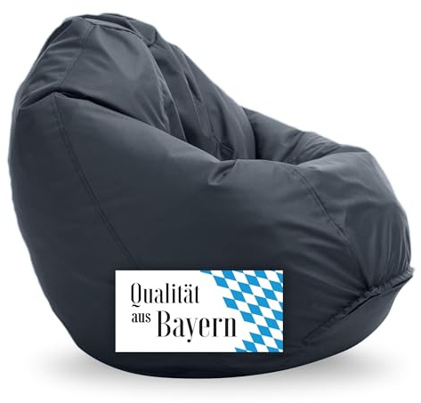 Bruni Bean Bag Classico M in Grau - Sitzsack Outdoor und Indoor mit Innensack zum Zocken & Lesen, Abnehmbarer Bezug, lebensmittelechte EPS-Perlen als Bean-Bag-Füllung, aus Deutschland