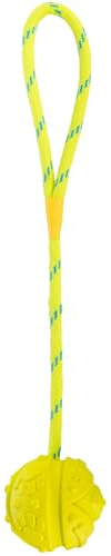 TRIXIE Hundespielzeug Aqua Toy Ball am Seil ø 7, aus Gummi – 35 cm | Motiviert zu Bewegung und Spiel – ideal zum Werfen, Fangen und Tragen, drinnen wie draußen einsetzbar