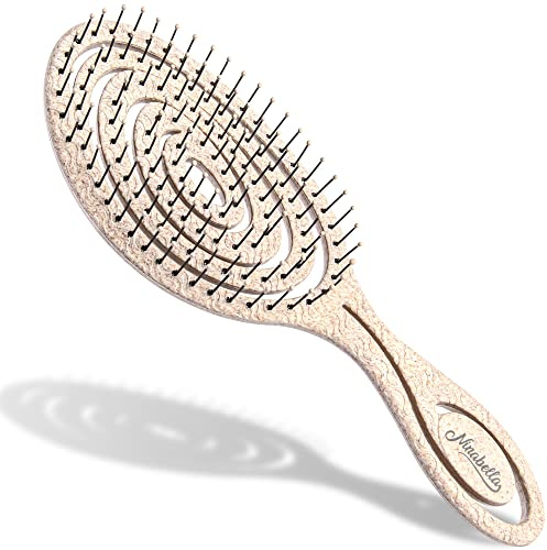 Ninabella Haarbürste ohne Ziepen - Bürste für Damen und Herren - Detangler Bürste auch für Locken & Lange Haare - Entwirrbürste Haarbürsten - Natur