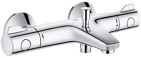 GROHE Grohtherm 800, Badewannenarmatur (Thermostat mit intelligenter Temperaturregelung, Mischbatterie mit Sicherheitssperre bei 38°, Duscharmatur mit S-Anschlüssen), chrom, 34567000