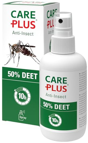Care Plus Mückenspray DEET 50% 200ml - starkes Mückenschutz DEET 50% Spray für Urlaub und Fernreisen - langanhaltender Insektenschutz mit Mückenspray - bis zu 10 Stunden Schutz vor Mücken