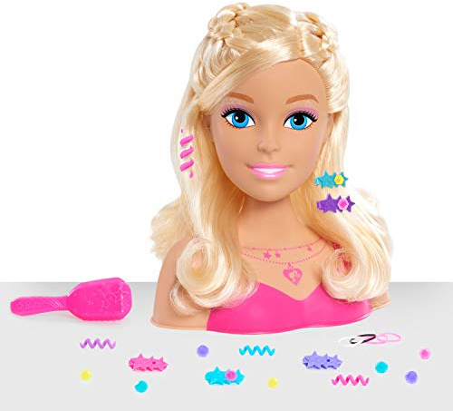 Barbie Blondes Haar Frisierkopf 20cm mit 20 Zubehörteilen für Styling-Spaß, ab 3 Jahren, Just Play