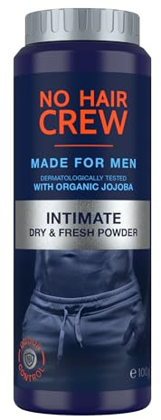 NO HAIR CREW Dry & Fresh Intimpuder – Premium talkumfreier Körperpuder für den Intimbereich – für ein trockenes frisches Hautgefühl, für Männer, 100 g.