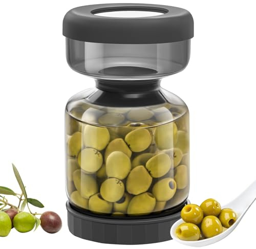 WhiteRhino Gurkenglas zum Umdrehen,1L Glas Einlegeglas, with Strainer,Gurken Behälter,Einlegeglas zum Umdrehen, for Olive, Kimchi,Jalapenos,Auslaufsichere Luftdichte Deckel