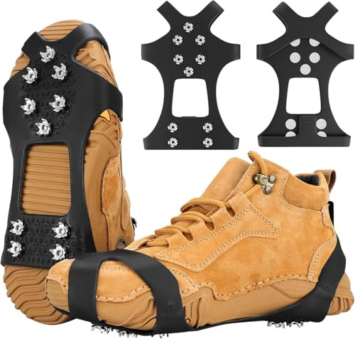 HQCM Spikes für Schuhe Winter, Grödel Antirutsch Schuhspikes Steigeisen für Bergschuhe Outdoor Schuhkrallen Spikes für Wanderschuhe Eiskrallen Schneeschuhe (M)