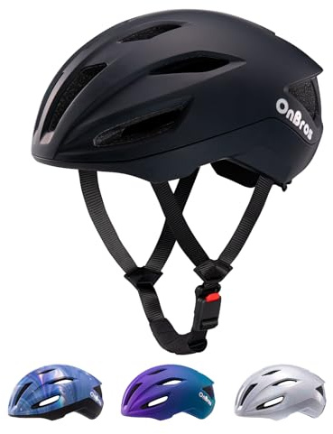 OnBros Rennradhelm, Verstellbar Fahrradhelm für Herren und Damen Leichter Fahrradhelm mit Abnehmbarer Innenfutter Helm Rennrad (Black Matte)