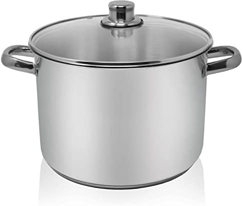 Karl Krüger A 28 Allzwecktopf Edelstahl mit Glasdeckel; Größe 28 cm; Inhalt: 12 Liter, Silber