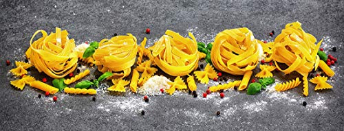 levandeo Glasbild 80x30cm Wandbild Glas Pasta Nudeln Küche Deko Wanddeko Italien Küchendeko Küchenbild