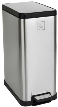 SVITA STM15 Mülleimer Treteimer Tretmülleimer Abfalleimer 15l inkl. Inneneimer Softclose-Deckel Fußpedal freistehend rechteckig Silber