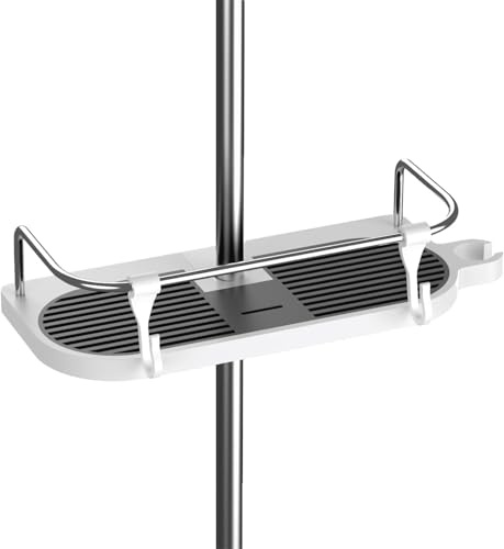 Hawsam Duschablage Ohne Bohren für Duschstange, Neu Aktualisierte Universalgröße Badezimmer Organizer für Runde Duschstange mit Durchmesser von 18mm-25mm