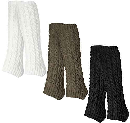 SHEPIN 3 Paar Stulpen Damen Leg Warmers Beinwärmer Frauen Mädchen Winter Beinstulpen Damen Stricken Legwarmers für Winterwärmer