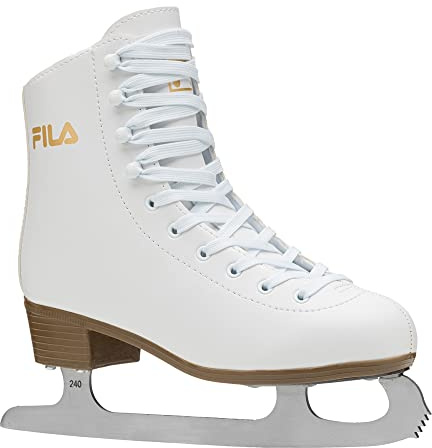 FILA Damen Schlittschuhe Cortina, Eislaufschuhe Größe 40, Kunstlaufschuhe mit Edelstahlkufen, weiß