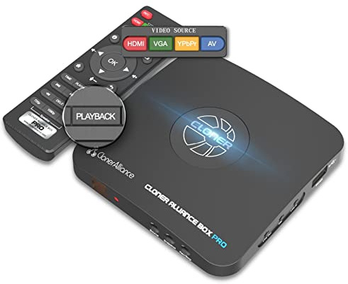 ClonerAlliance Box Pro, 1080p@60fps Videorekorder, DVR mit HDMI-Aufnahme, RCA/YPbPr/VGA-Digital-Konverter, kein PC erforderlich