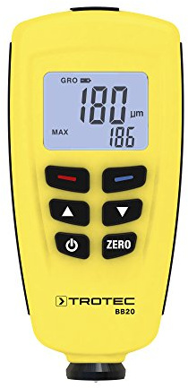 TROTEC Lackmessgerät BB20 – Lackschichten Messgerät für Auto – Messbereich 0 bis 1.250 µm, Speicher für 400 Messwerte, USB