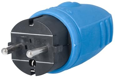 as - Schwabe Gummistecker Schutzkontaktstecker mit doppeltem Schutzkontakt, Leitungen bis max. 2,5mm² - für den Außenbereich geeignet, 230V, 16A, IP44, Blau, Made in Germany, 62401