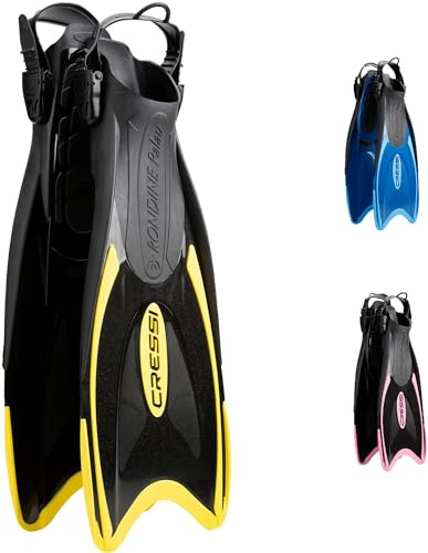 Cressi Palau Fins - Verstellbare Flossen für Erwachsene zum Schnorcheln und Schwimmen, Schwarz/Gelb Lange Flossen, M/L (41/44)