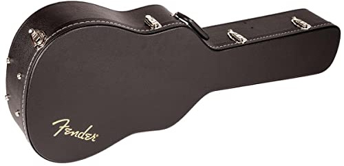 Fender Flat-Top Dreadnought Akustikgitarren-Hartschalenkoffer, Schwarz | Passend für 6- und 12-saitige Dreadnought-Gitarren, 2,5 cm dicke Schaumstoffpolsterung, dickes Plüschfutter