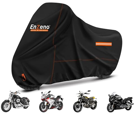 Enzeno Motorrad Abdeckplane Outdoor Motorradabdeckung Wasserdicht,210D Motorradplane Abdeckung Winterfest,Motorrad Plane für Moped Roller Motoroller Motor(245x105x125cm)