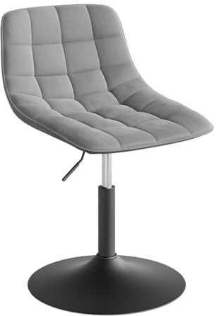 WOLTU Schminktisch Stuhl Hocker für Schminktisch, Schlafzimmer & Esszimmer - Höhenverstellbar, 360° Drehbar mit Rückenlehne, aus Bequemer Samt, Hellgrau