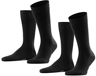 FALKE Herren Happy 2-Pack Socken atmungsaktive Baumwolle verstärkte langlebige Herrensocken ein Allrounder für Business und Alltag Baumwollstrümpfe einfarbig im Multipack 2 Paar