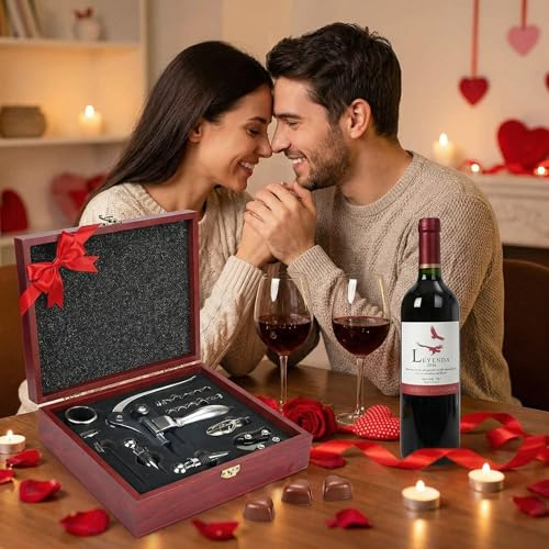 AMORONE 9-teiliges Korkenzieher-Weinöffner-Set, Edelstahl, Korkenzieher, Weinflaschenöffner, Luxuriöses Weinset