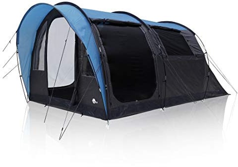 your GEAR Zelt Bora - Tunnelzelt für 4 Personen, UV 50+ Familienzelt, dunkle Schlafkabine, großer Wohnraum und Fenster, wasserdichtes Campingzelt, 5000 mm, Stehhöhe, Vordach, 3 breite Eingänge