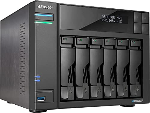Asustor Lockerstor 6 Gen 2 AS6706T | 6 Bay NAS - Netzwerkspeicher Gehäuse, Quad Core 2.0GHz CPU, 4 M.2 PCIe 3.0 ssd Slot, 2 2.5GbE Port, 8GB RAM DDR4
