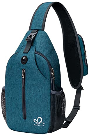 WATERFLY Sling Rucksack Sling Bag Schulterrucksack Umhängetasche | Verstellbarer Atmungsaktive Rucksackgurt, Wasserabweisend, Wandern Brust Rucksack, Herren Damen, Für Reisen, Wandern, Joggen