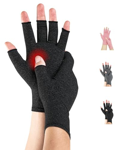 Novetec Arthritis Handschuhe Fingerlos Kompressionshandschuhe Damen Herren Handgelenkunterstützung Rheumatoide Arthritis Osteoarthritis Raynaud Syndrom Atmungsaktiv Tippen Fahren Arbeit (Schwarz, XL)