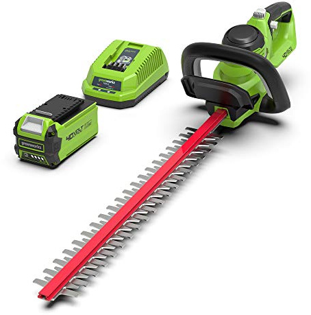Greenworks G40HT61K2 Akku Heckenschere, 61 cm Doppelklingen, schneidet bis zu 27 mm dicke Äste und Stämme, 3000 Schnitte pro Minute, 40V 2Ah Akku & Ladegerät, 3 Jahre Garantie