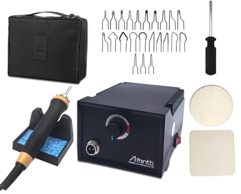 Afantti Professionelle Brandmalerei Lötkolben Set Brandmalkolben Lötstation Holzverbrennung Brennstation Brandmalstation | 23 Spitzen | Temperatura Regolabile | Tragetasche | für Holz Leder Gravieren