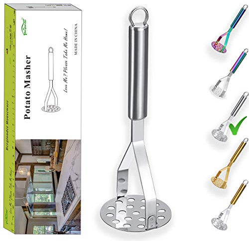 Edelstahl Kartoffelstampfer, Berglander Hochleistungs-Metallkartoffel-Ricer, Lebensmittelstampfer-Utensilien-Handstampfer, Gemüsefrüchte Vielseitiger Stampfer, spülmaschinenfest