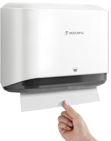 modunful Paper Towel Dispenser Wall Mounted Papierhandtuchspender Ohne Bohren zur Wandmontage, Handtuchspender für Z/V-Falz M Gefaltet Papierhandtücher Papierhandtuchhalter für Bad Weiß