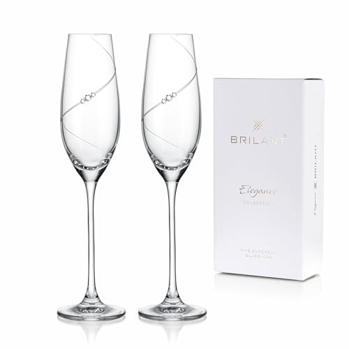 Brilant Siluette Sektgläser - Champagnergläser Set mit Premium-Kristallen und Spiraldesign, Handgefertigtes, modernes Design für Hochzeiten & besondere Anlässe, 2er Set - 210ml