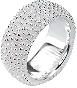 SILBERMOOS Ring Damenring Punkte Pünktchen gepunktet strukturiert sandgestrahlt Sterling Silber 925 Igel, Größe:62
