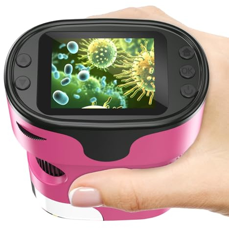 1000X Digitales Handmikroskop mit 2,0 4K Bildschirm – Wiederaufladbares Komplett-Set inkl. 32GB Speicherkarte & Eva Transportkoffer – USB Lupe Spielzeug & Geschenk für Kinder 4–12 Jahre