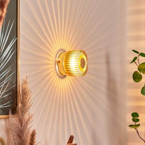 Wandleuchte Cantoni, runde Wandlampe aus Metall in Gold, 1-flammig, 1 x G9, Moderne Leselampe mit tollem Lichteffekt, ohne Leuchtmittel
